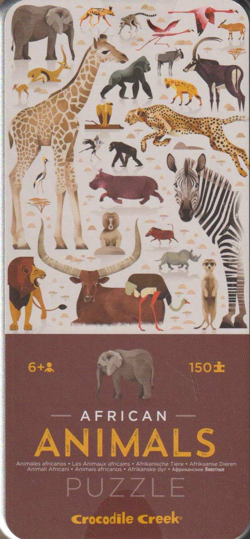 Afrikai állatok – Fémdobozos 150 db-os puzzle – Crocodile Creek
